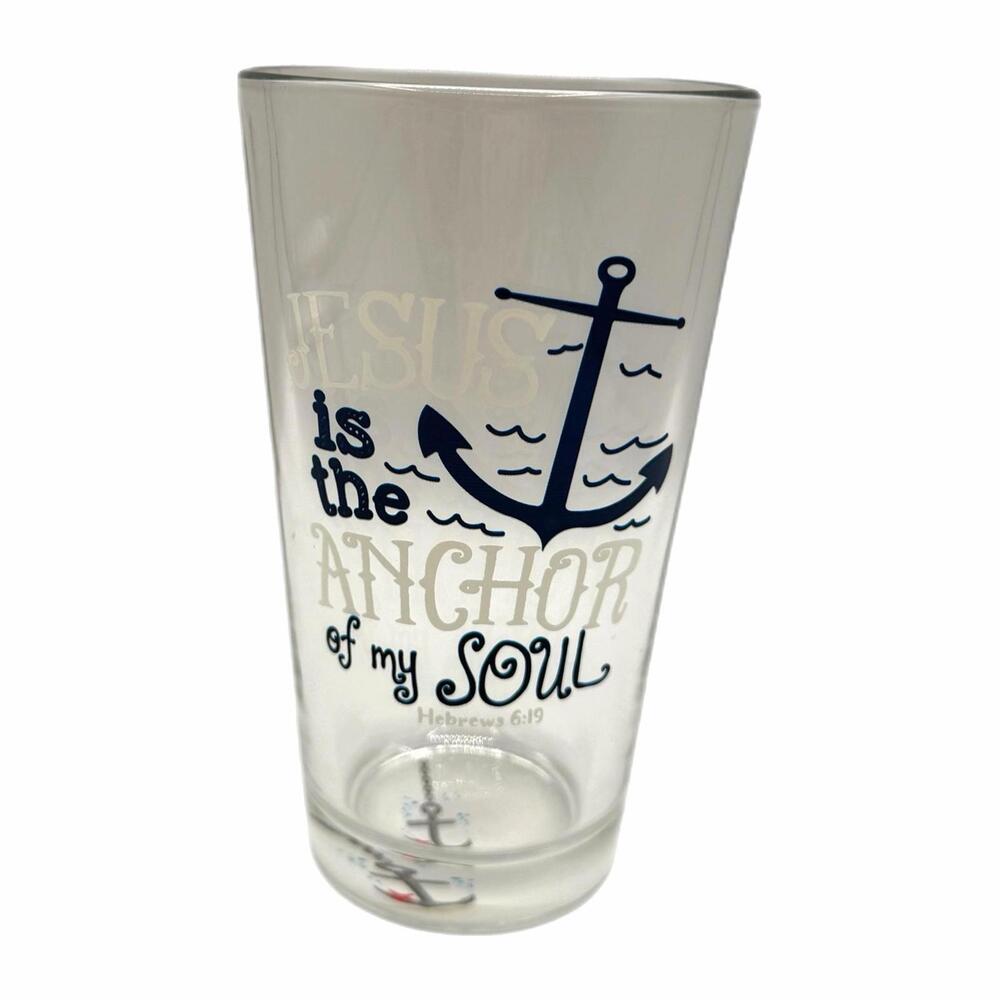 Vintage Jesus is the Anchor of my Soul 16oz Glass Tumbler